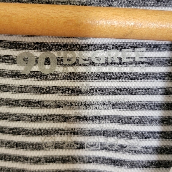 90 Degree by Reflex | Blue-Gray & White Striped Zip Jacket with Orange Trim - Picture 3 of 6